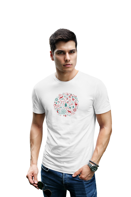wildlifekart.com Presents Men Cotton Regular Fit T-Shirt | Design : christmas design deer